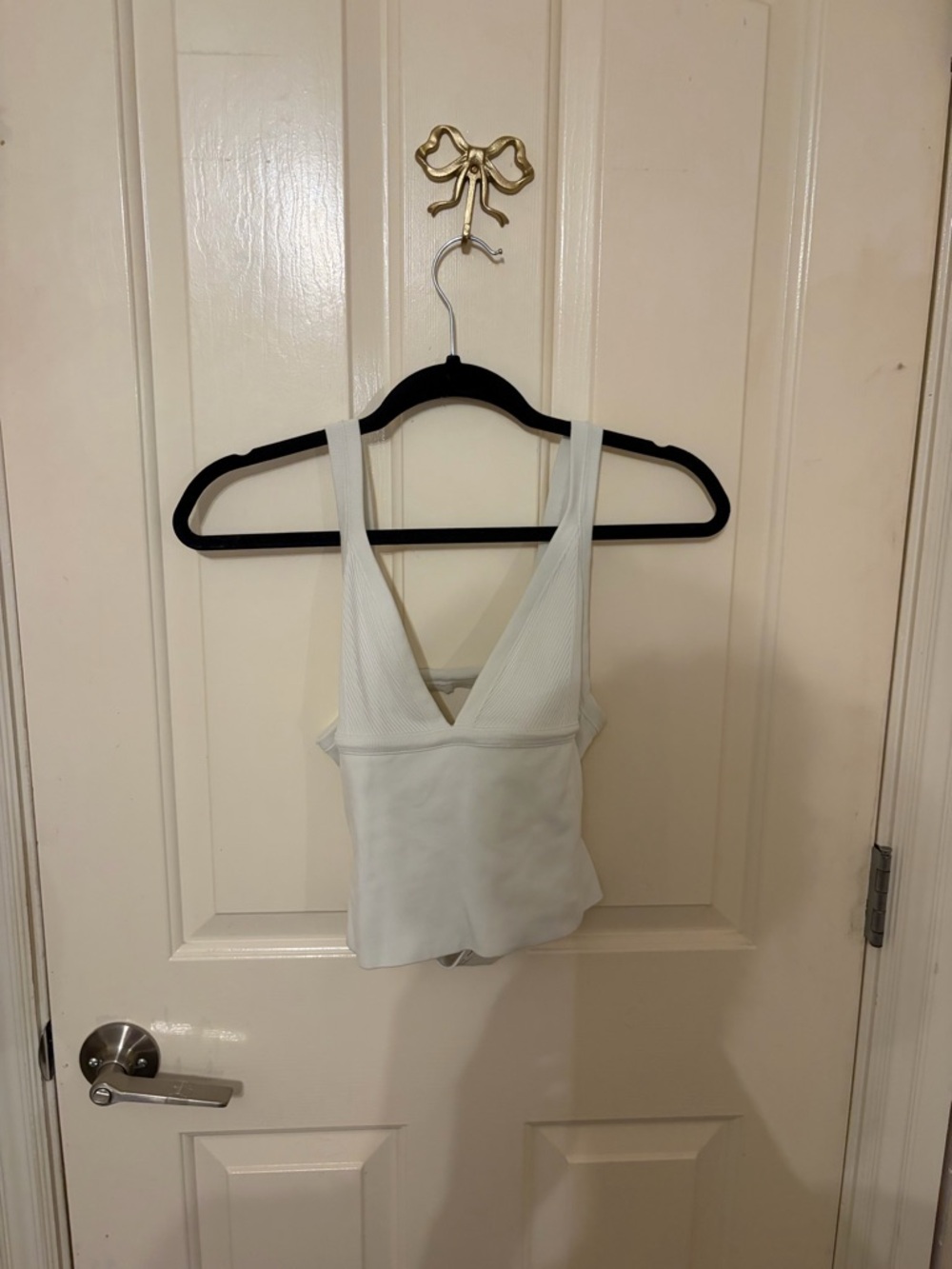 Urban Outfitters Cream V-Neck Ribbed Seam Camisole